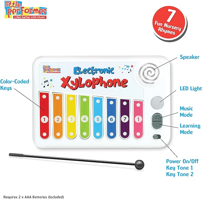 Little Performer Toy Xylophone Piano for Toddlers - 7 Play-Along Songs — toddler musical, view 3 | Judaica Square Lakewood