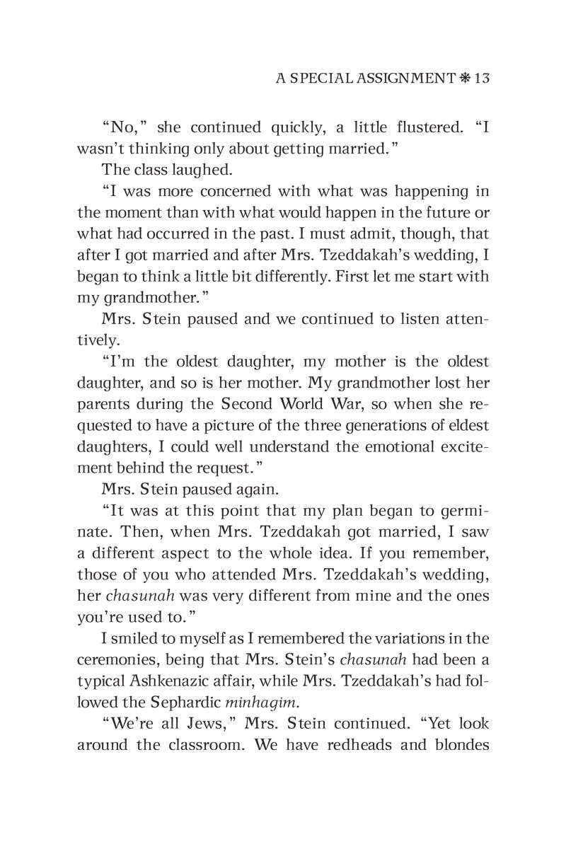 Text page — Mrs. Steis interviews the oldest daughter in class about her family