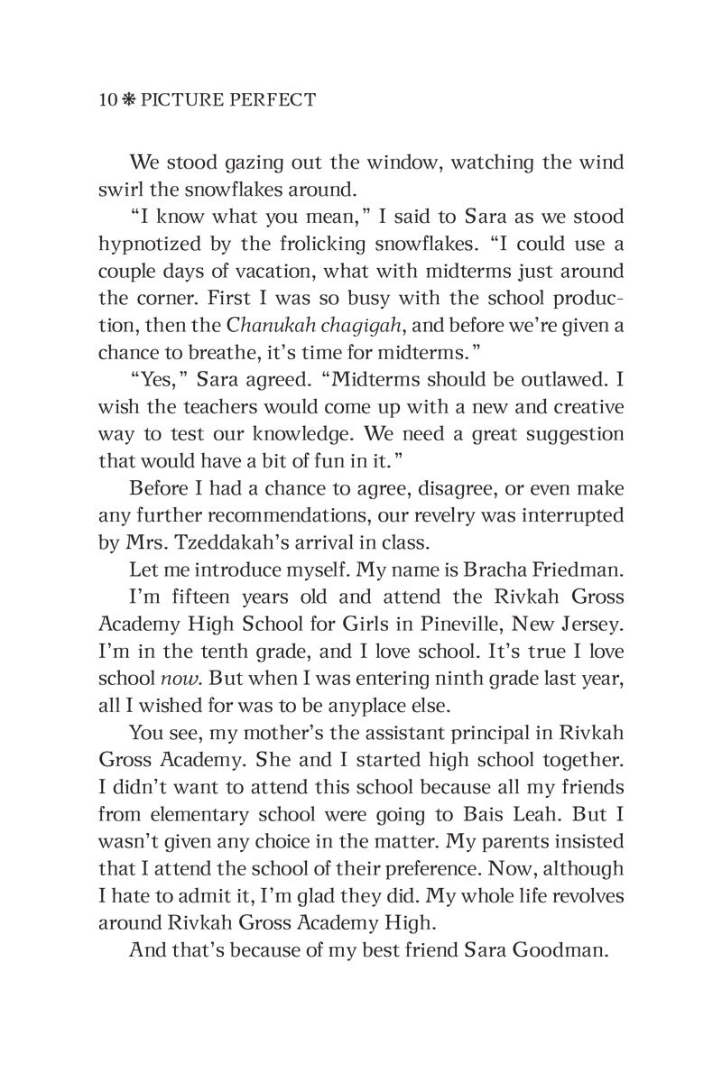 Text page, Chapter 1 — Sara and her best friend Naomi start school together
