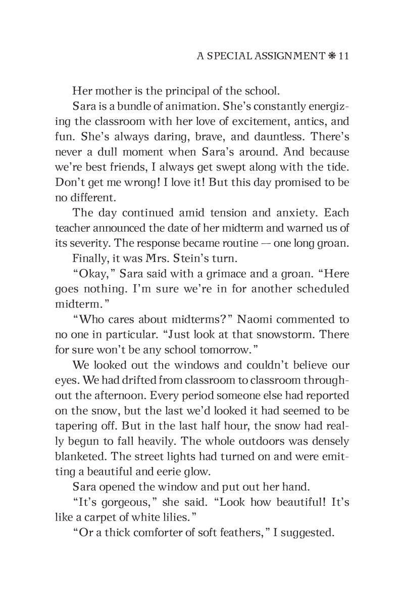 Text page — Mrs. Friedman assigns a family history project to the class
