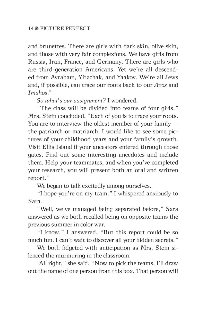 Text page — Sara reflects on her own family's photos and written report
