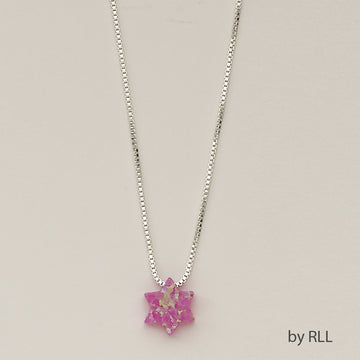 Rite Lite Pink Opal Star of David Pendant, on 16 Sterling Chain