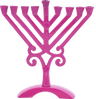 Pink Rambam-style menorah with straight diagonal branches