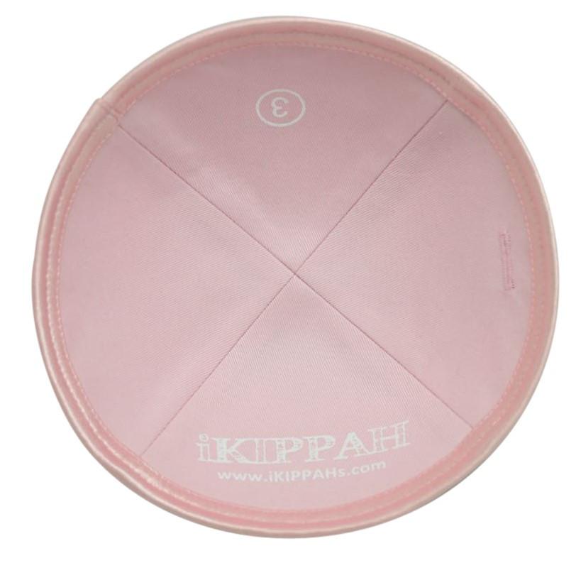 Close-up of Pink Burlap Kippah lining and stitching