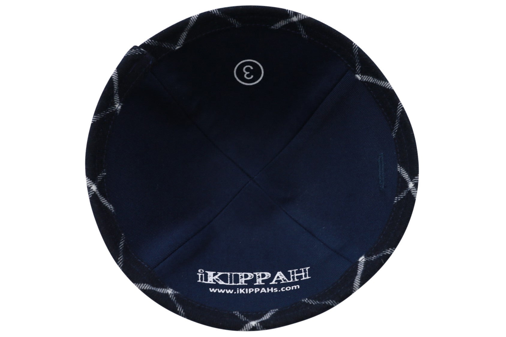 Close-up of Navy Velvet Kippah rim trim detail