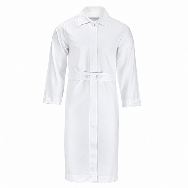 Plain White Cotton/Poly-Cotton Kittel — No Tucks or Lace