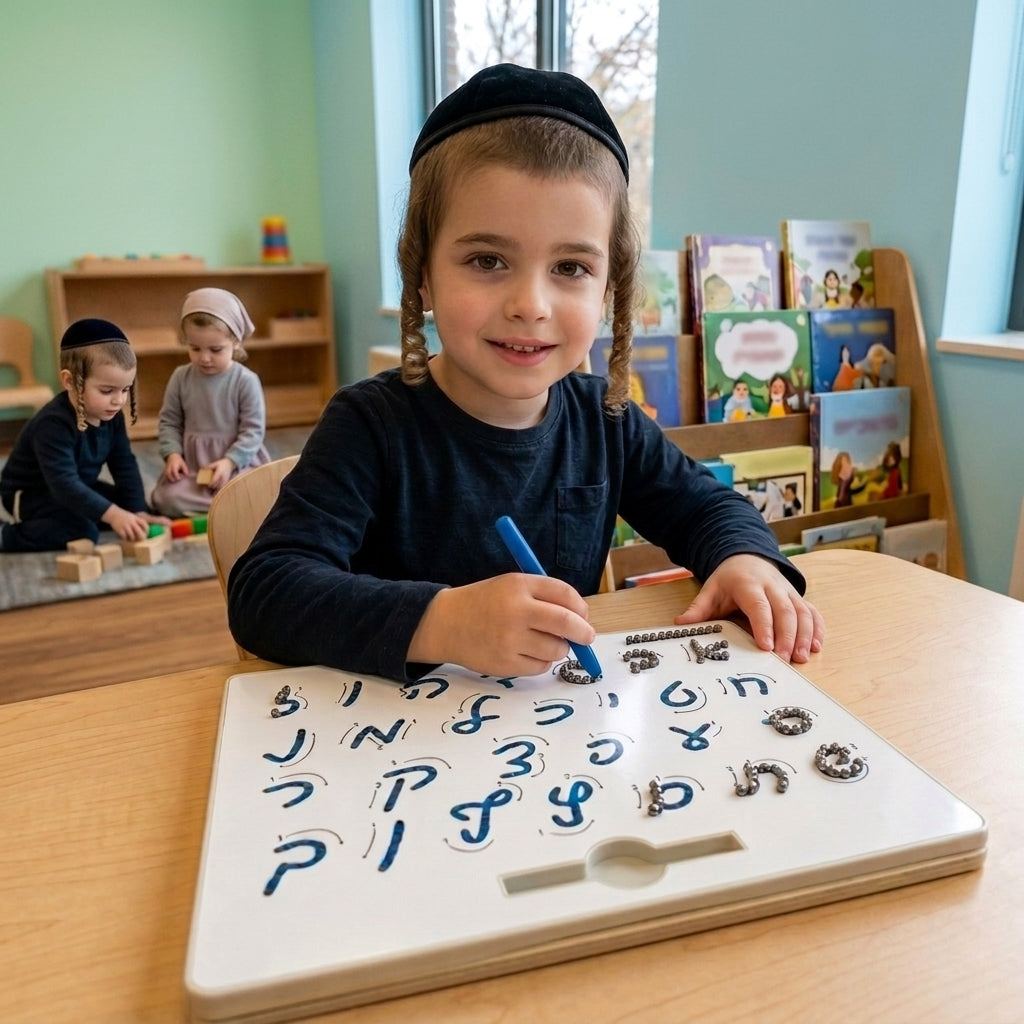 Magnetic Alef Beis Tracing Board - Mitzvah Family Learning Toy — Hebrew alphabet, view 4 | Judaica Square Lakewood