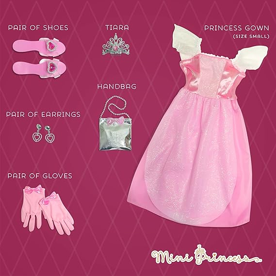 Mini Princess Dress-Up Set for Girls - 9-Piece Pink Pretend Play Set — product view, view 3 | Judaica Square Lakewood