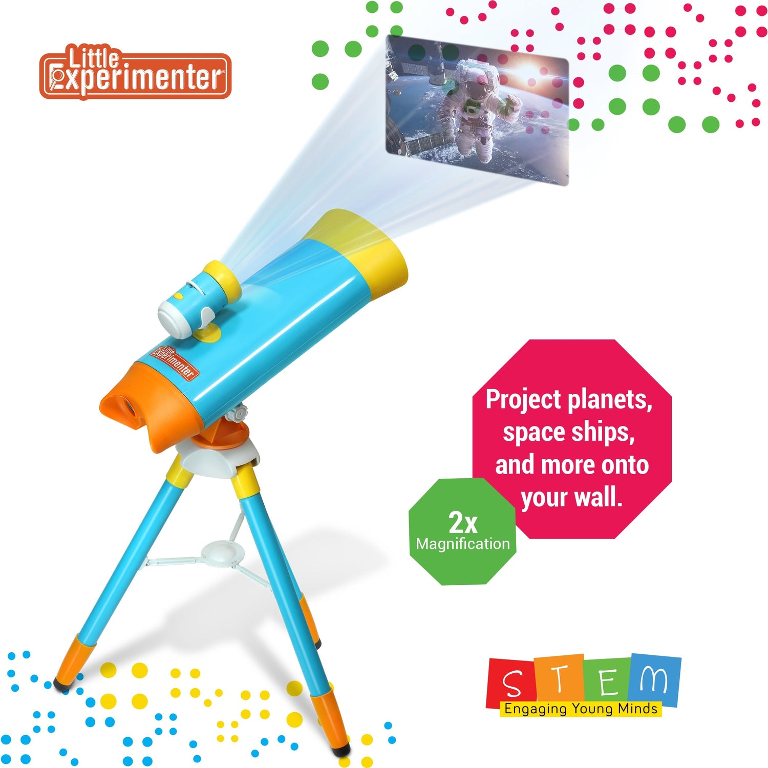 Little Experimenter 2-in-1 Kids Telescope & Projector with Tripod — space set, view 4 | Judaica Square Lakewood