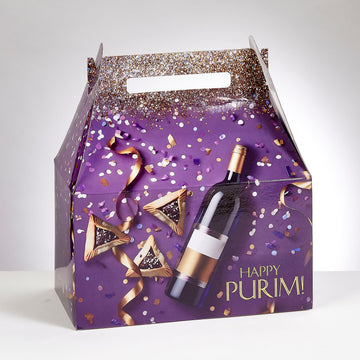 Rite Lite Large Purim Gift Box with Gold Accents, Chipboard, 9 x 10 Inch