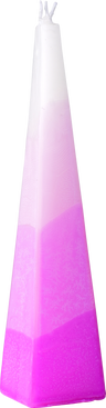 Purple sculpted pyramid Havdalah candle with wick at the apex