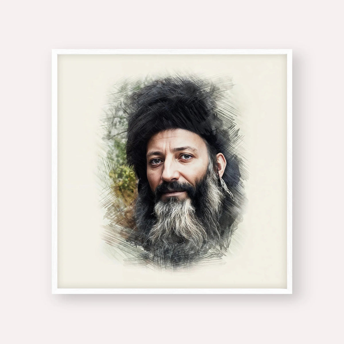 Rabbi Abraham Isaac Kook, color portrait with white frame; square format example