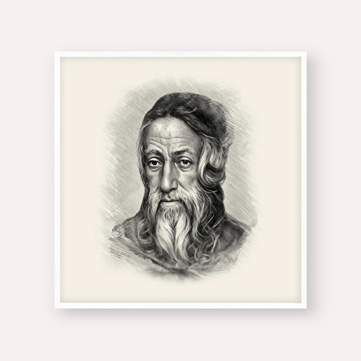 Rabbi Amram Ben Diwan, black & white portrait with white frame; square format example