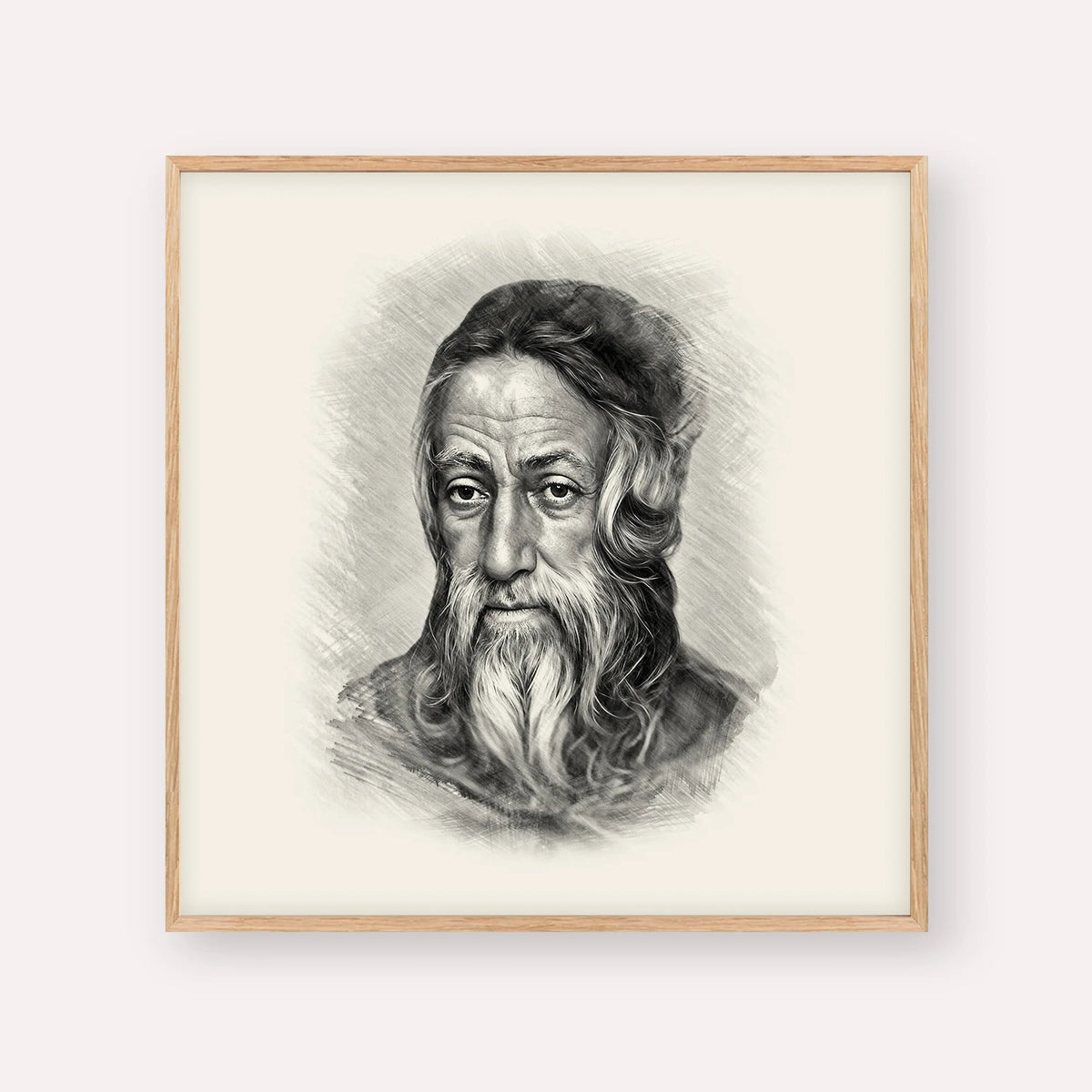 Rabbi Amram Ben Diwan, black & white portrait with wood frame; square format example
