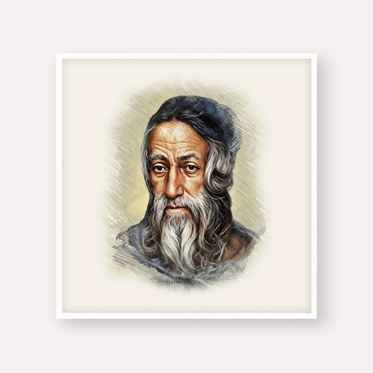 Rabbi Amram Ben Diwan, color portrait with white frame; square format example