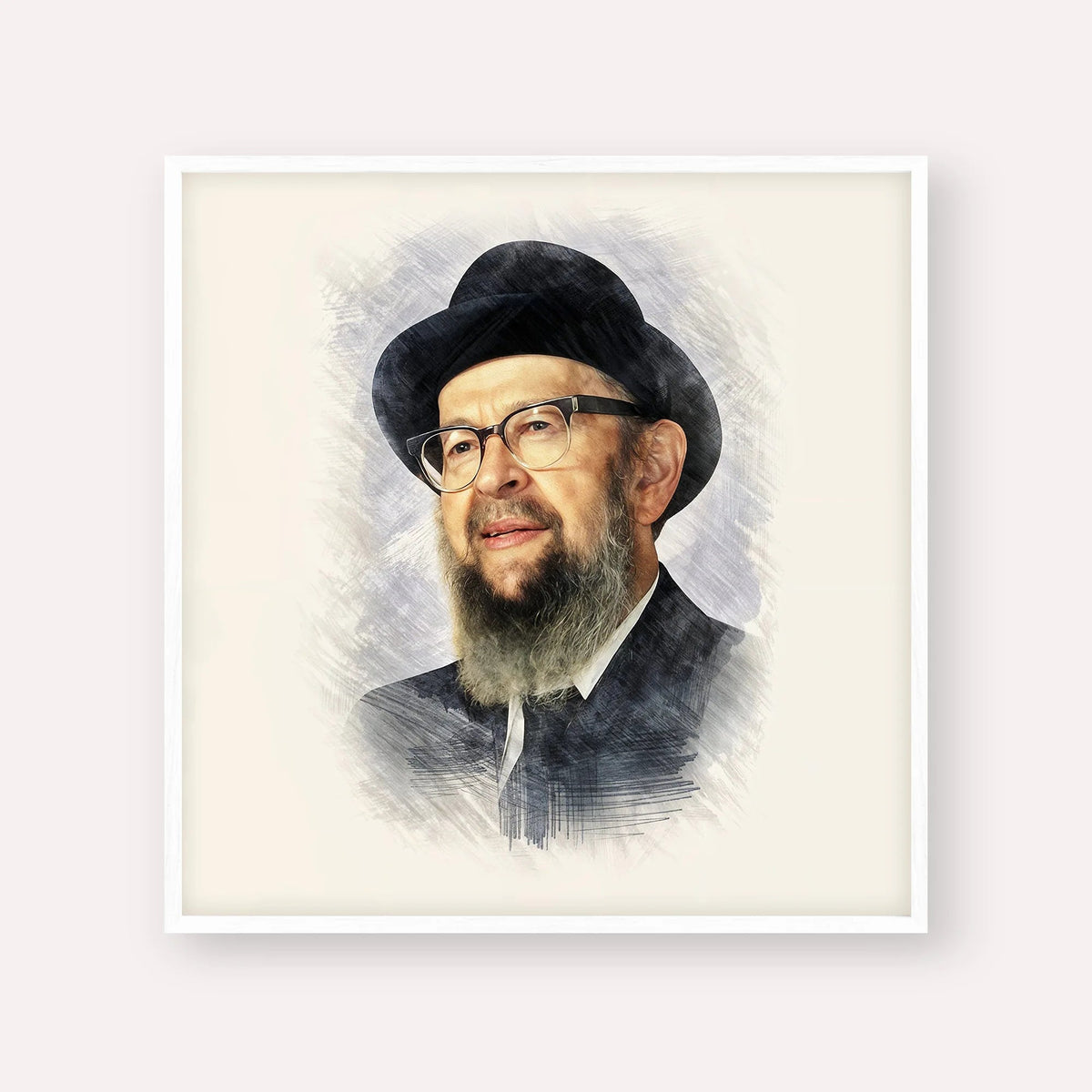 Rabbi Avigdor Miller, color portrait with white frame; square format example