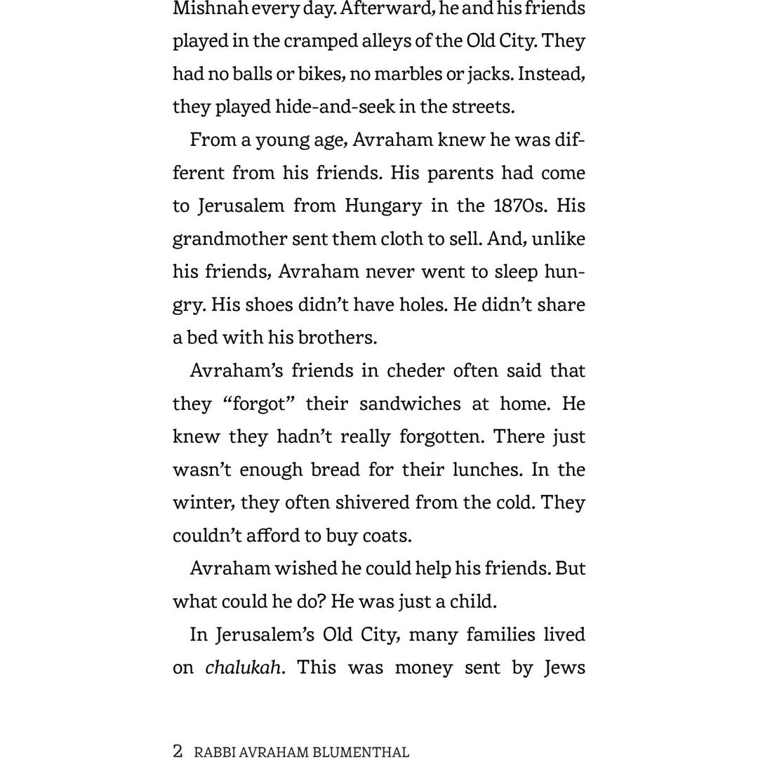 Text page, Chapter 1 — young Avraham plays hide-and-seek in the Old City alleys