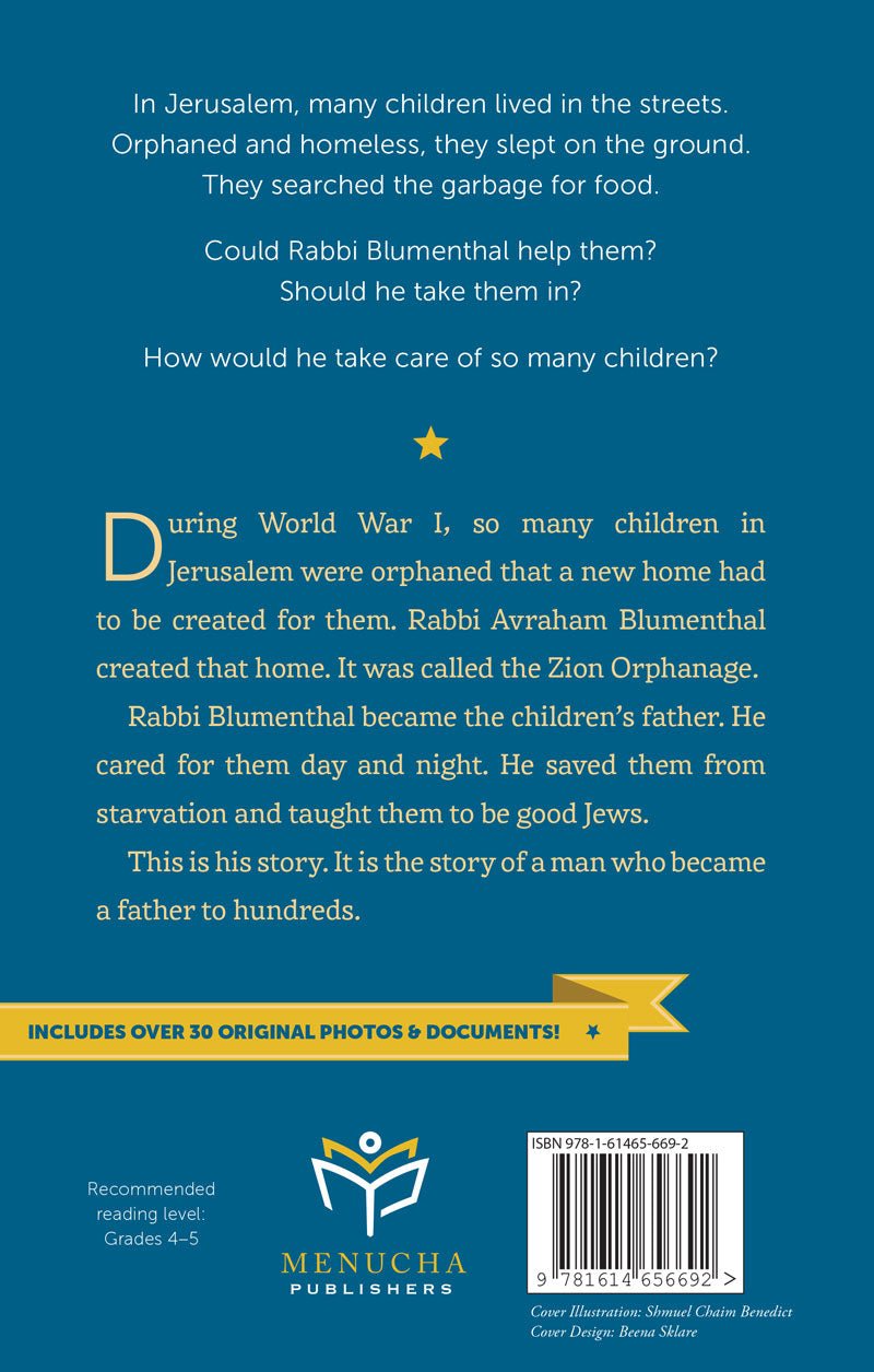 Back cover — story of the Zion Orphanage founded during World War I, with barcode