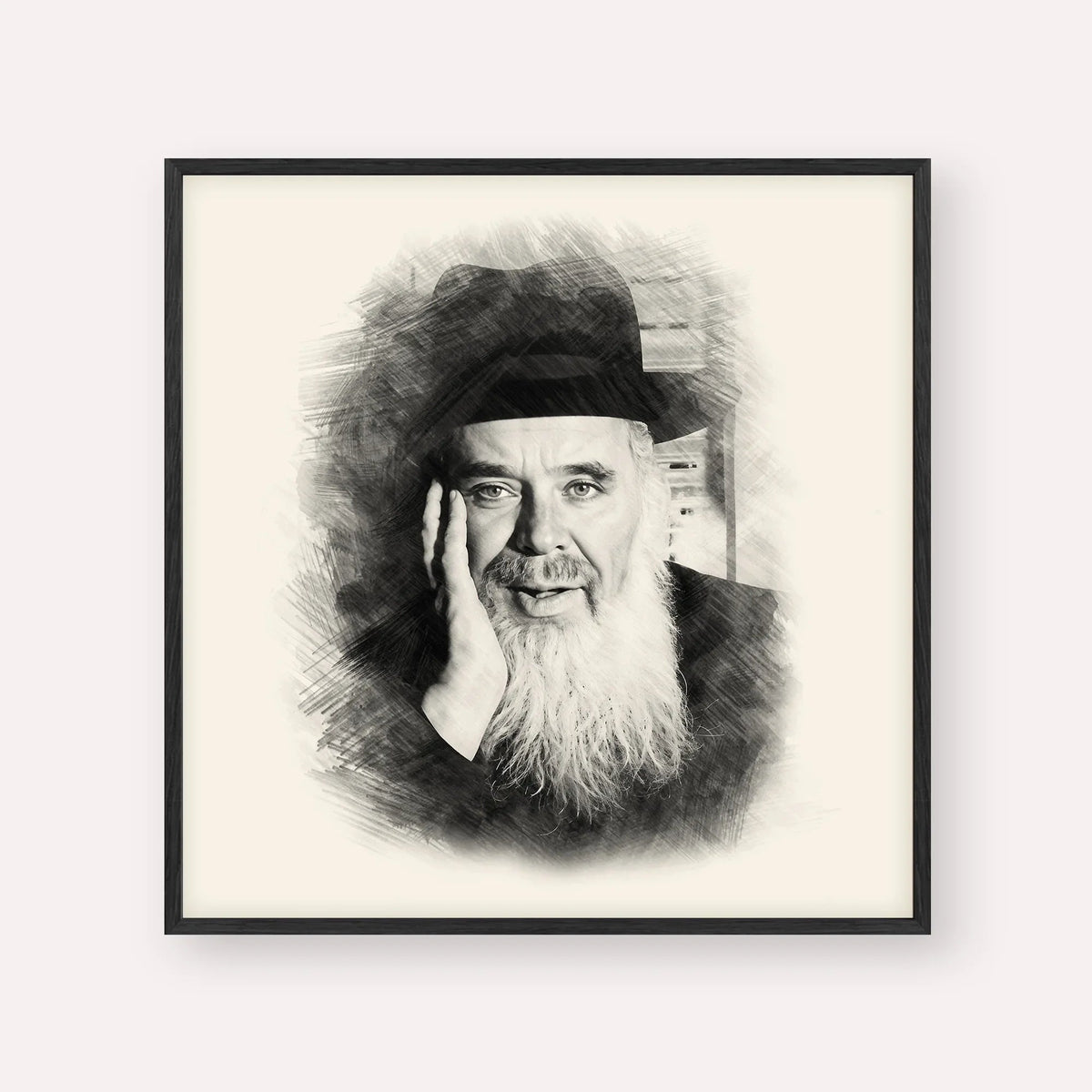 Rabbi Chaim Leib Shmuelevitz, black & white portrait with black frame; square format example