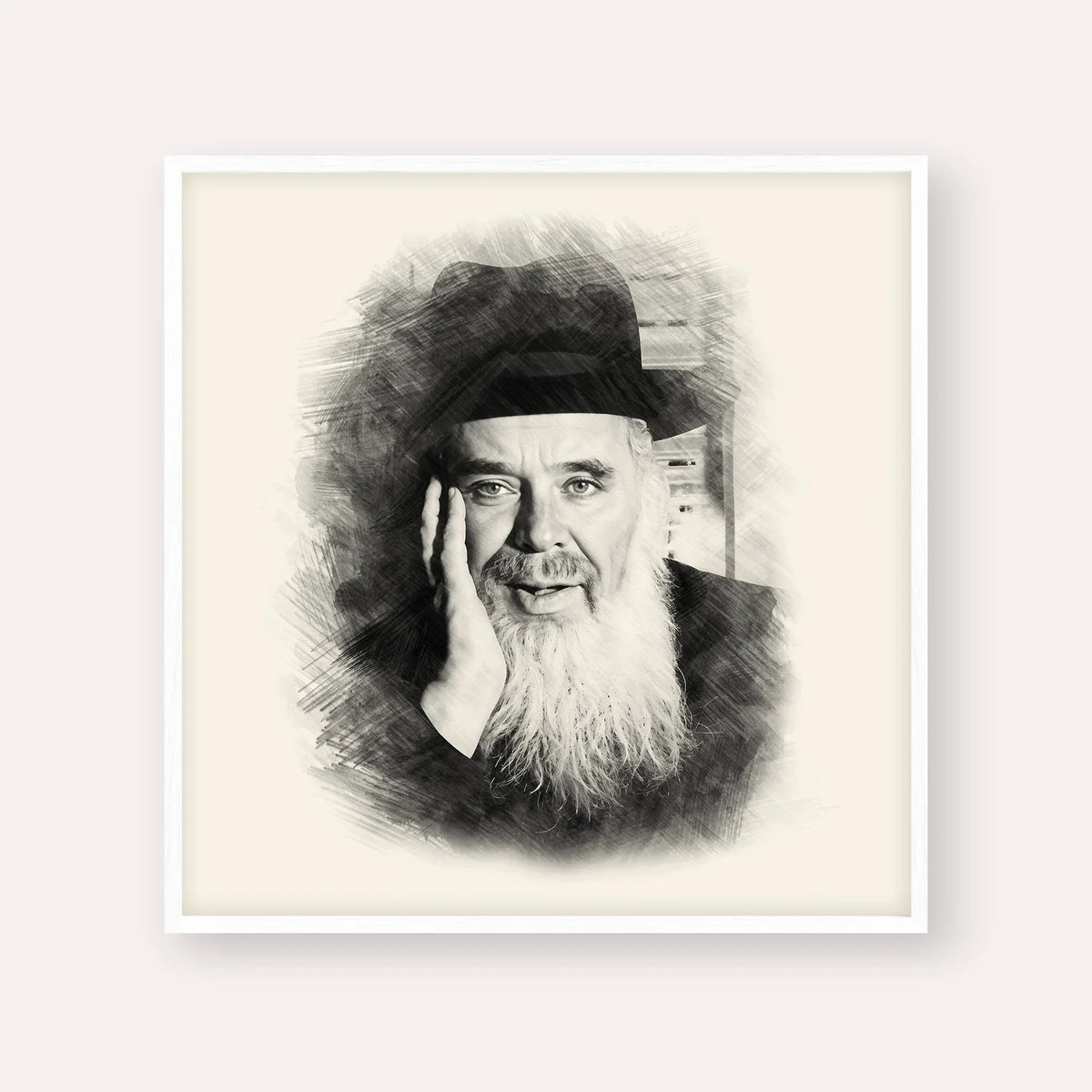 Rabbi Chaim Leib Shmuelevitz, black & white portrait with white frame; square format example