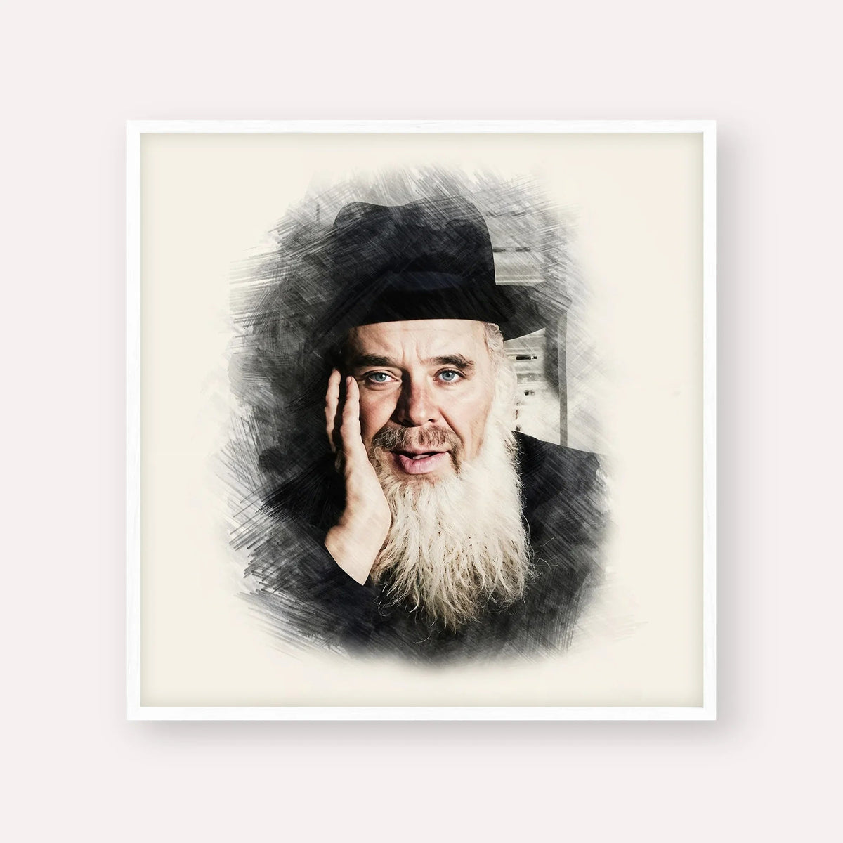 Rabbi Chaim Leib Shmuelevitz, color portrait with white frame; square format example