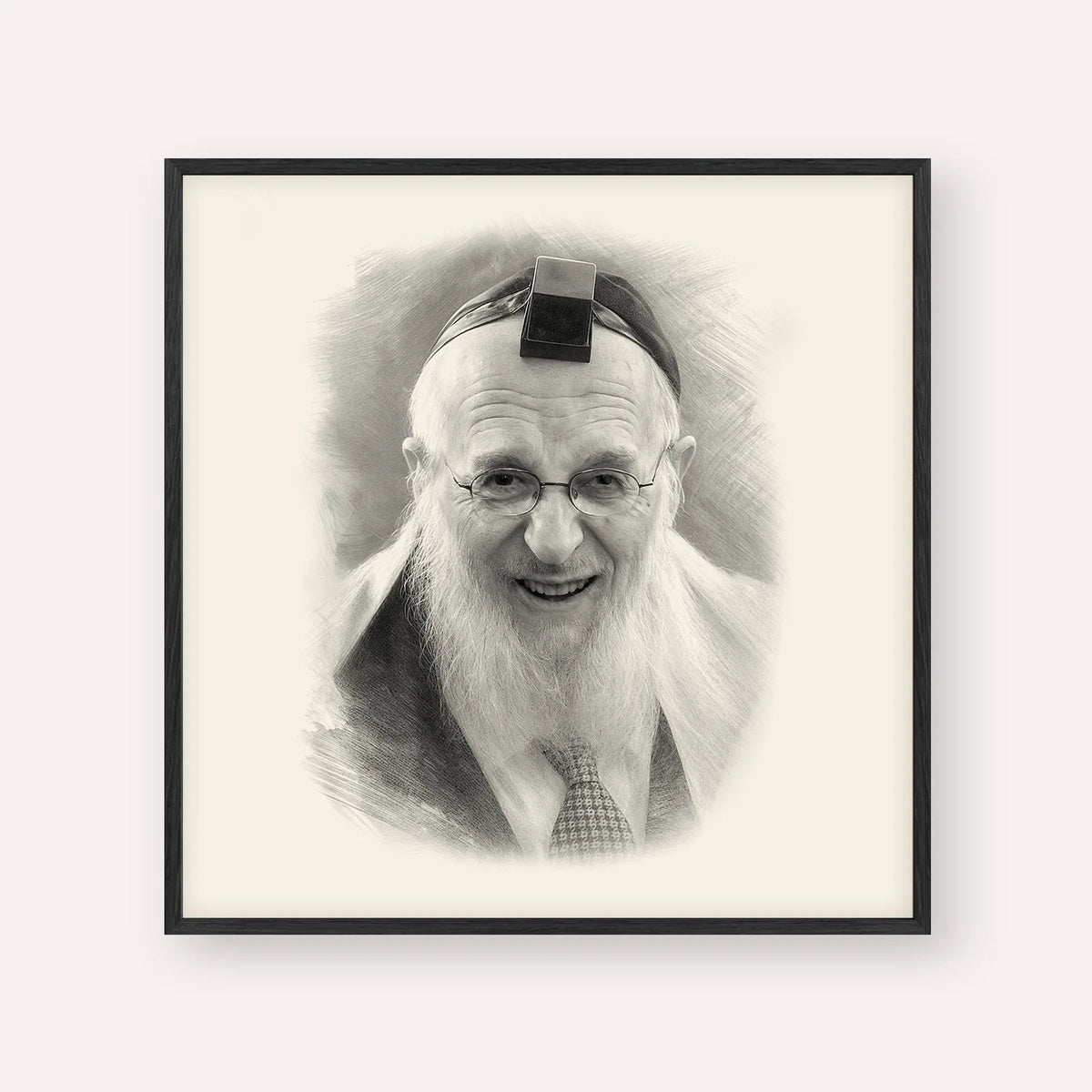 Rabbi Chaim Pinchas Scheinberg, black & white portrait with black frame; square format example