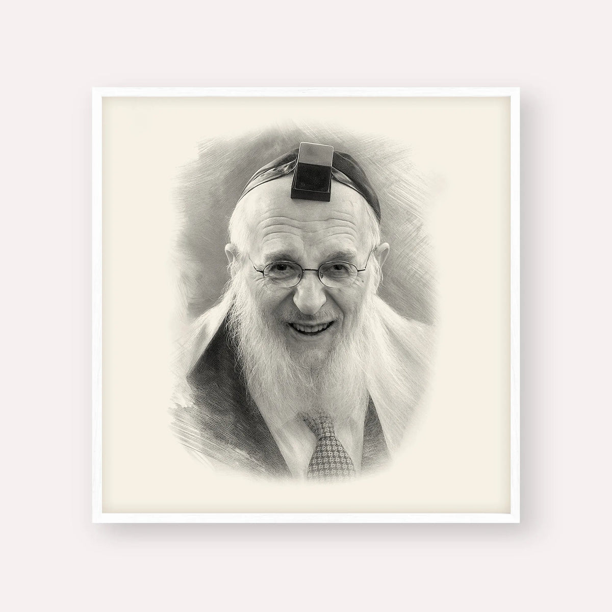 Rabbi Chaim Pinchas Scheinberg, black & white portrait with white frame; square format example