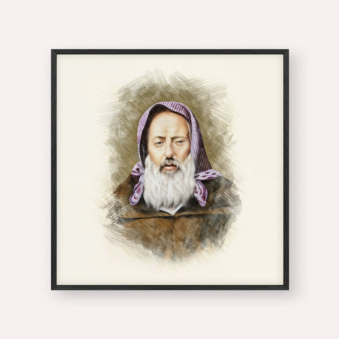 Rabbi Chaim Pinto, color portrait with black frame; square format example