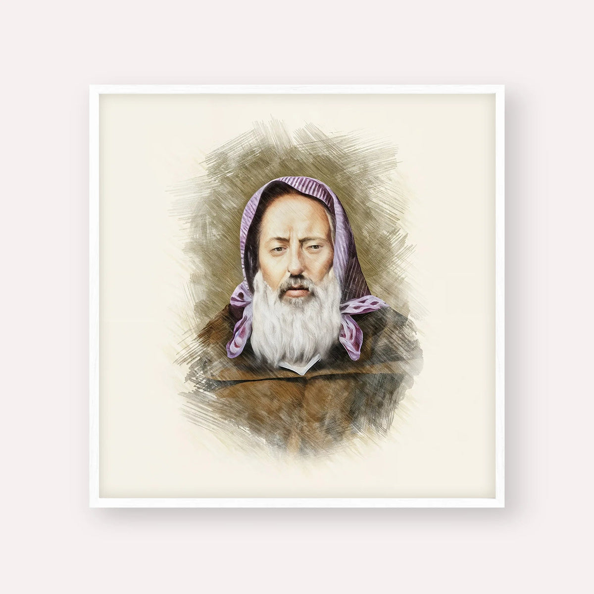 Rabbi Chaim Pinto, color portrait with white frame; square format example