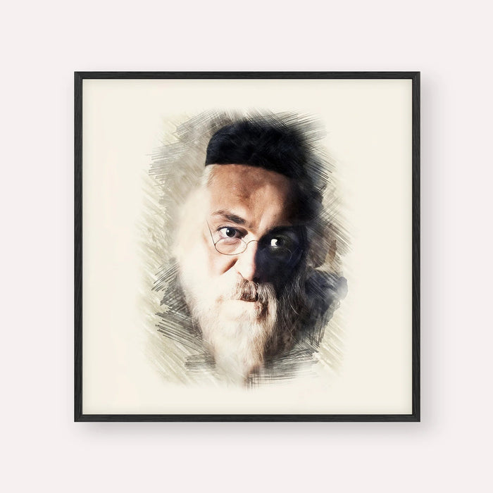 Rabbi Chaim Soloveitchik of Brisk, color portrait with black frame; square format example