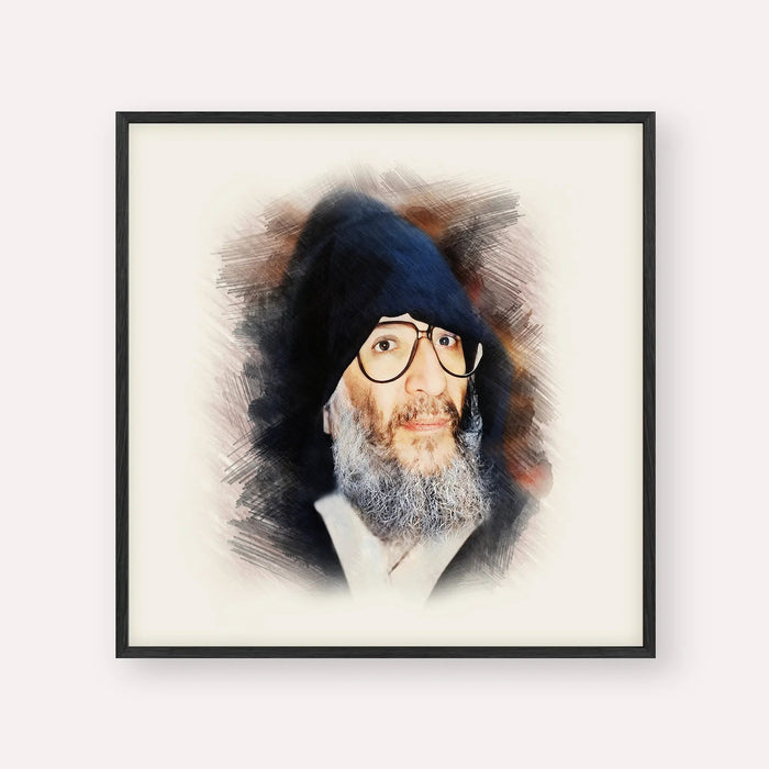 Rabbi Elazar Abuhatzeira (Baba Elazar), color portrait with black frame; square format example
