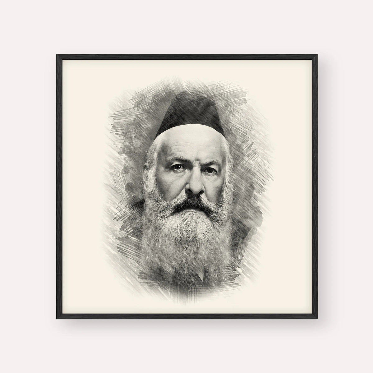 Rabbi Elchonon Wasserman, black & white portrait with black frame; square format example