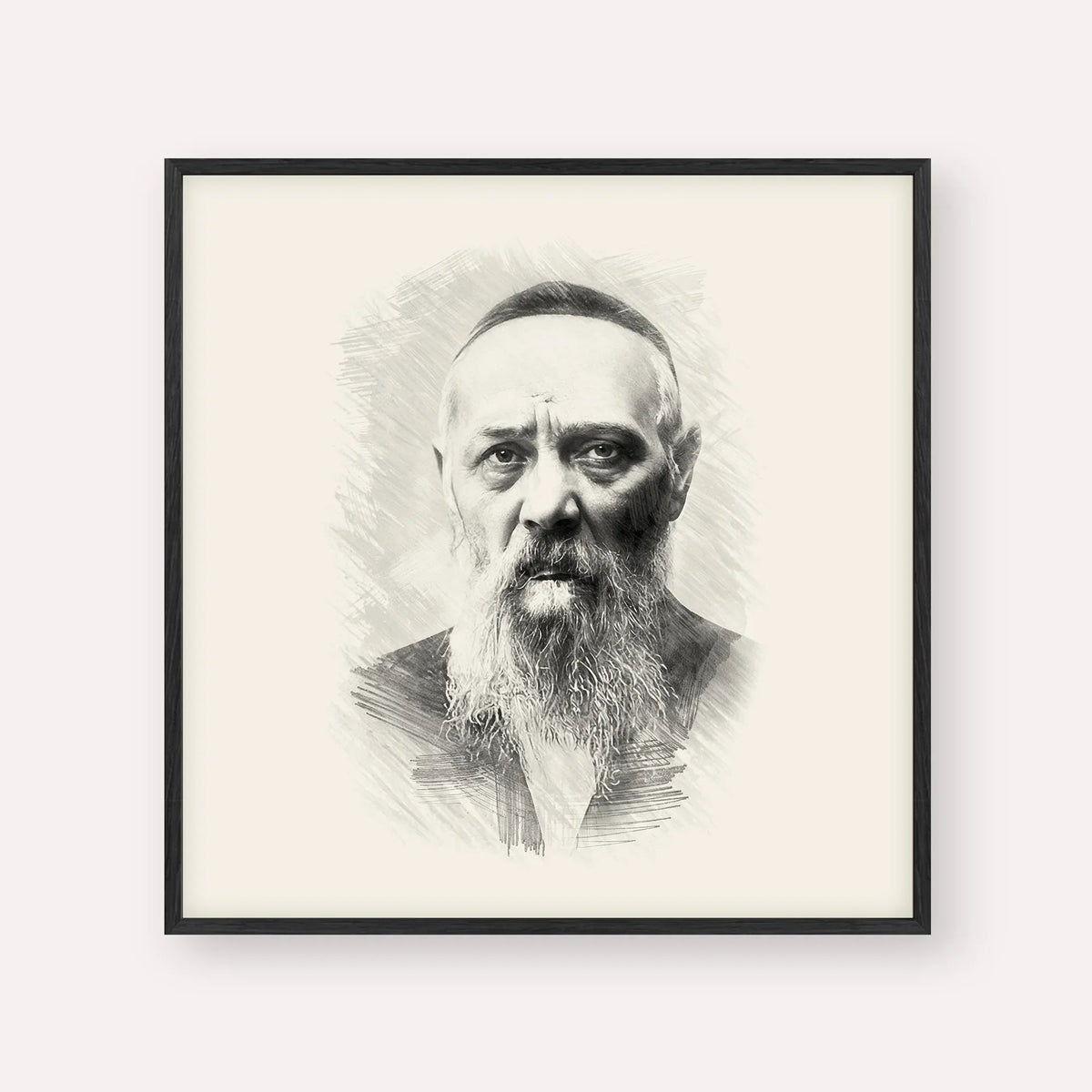 Rabbi Levi Yitzchak Schneerson, black & white portrait with black frame; square format example