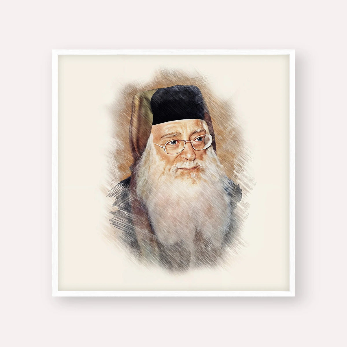 Rabbi Meir Abuhatzeira (Baba Meir), color portrait with white frame; square format example