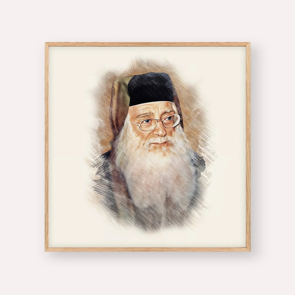 Rabbi Meir Abuhatzeira (Baba Meir), color portrait with wood frame; square format example