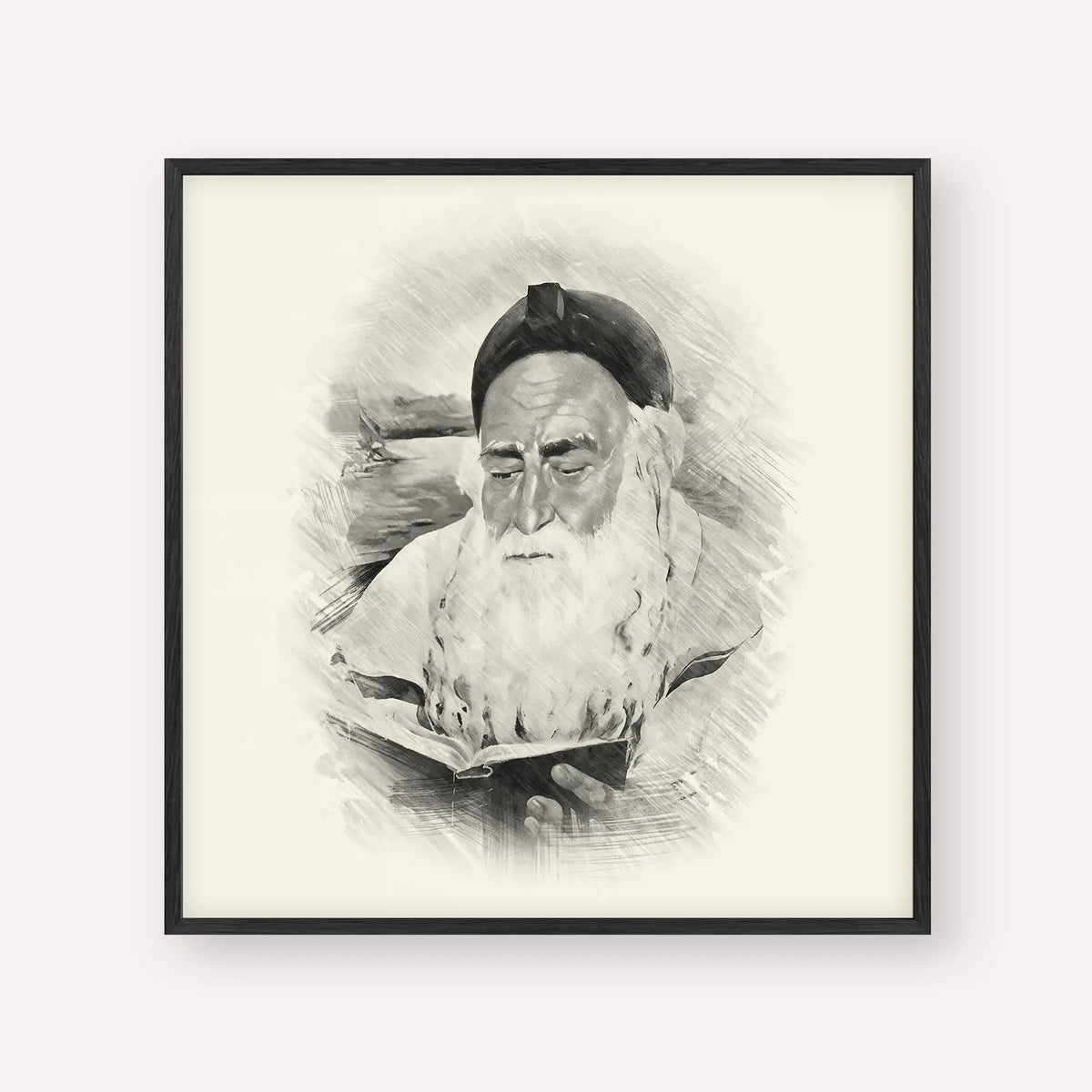 Rabbi Meir Baal Hanes, black & white portrait with black frame; square format example