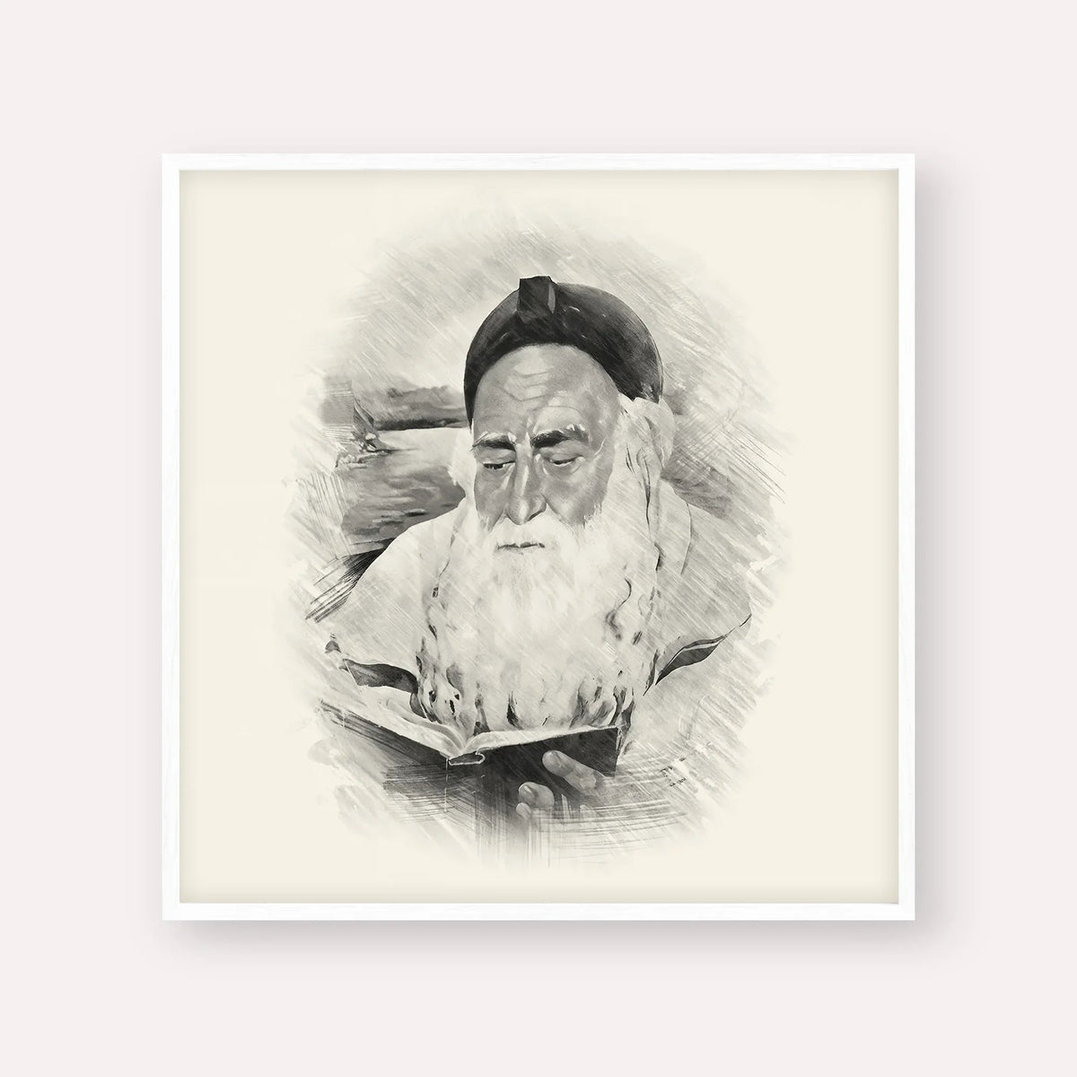 Rabbi Meir Baal Hanes, black & white portrait with white frame; square format example