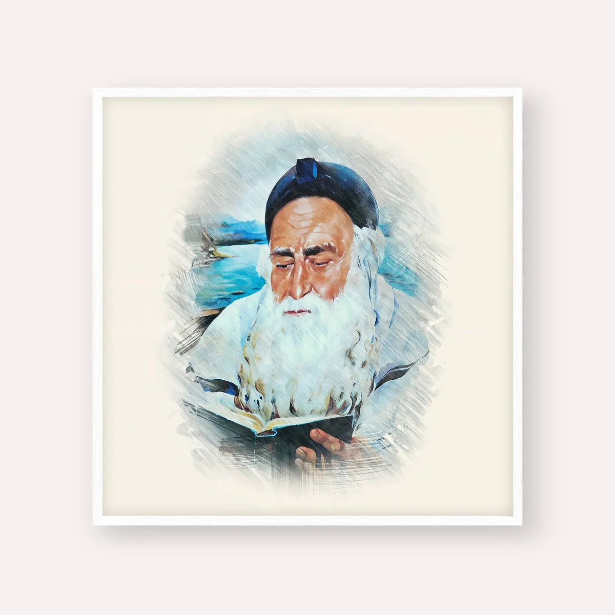 Rabbi Meir Baal Hanes, color portrait with white frame; square format example