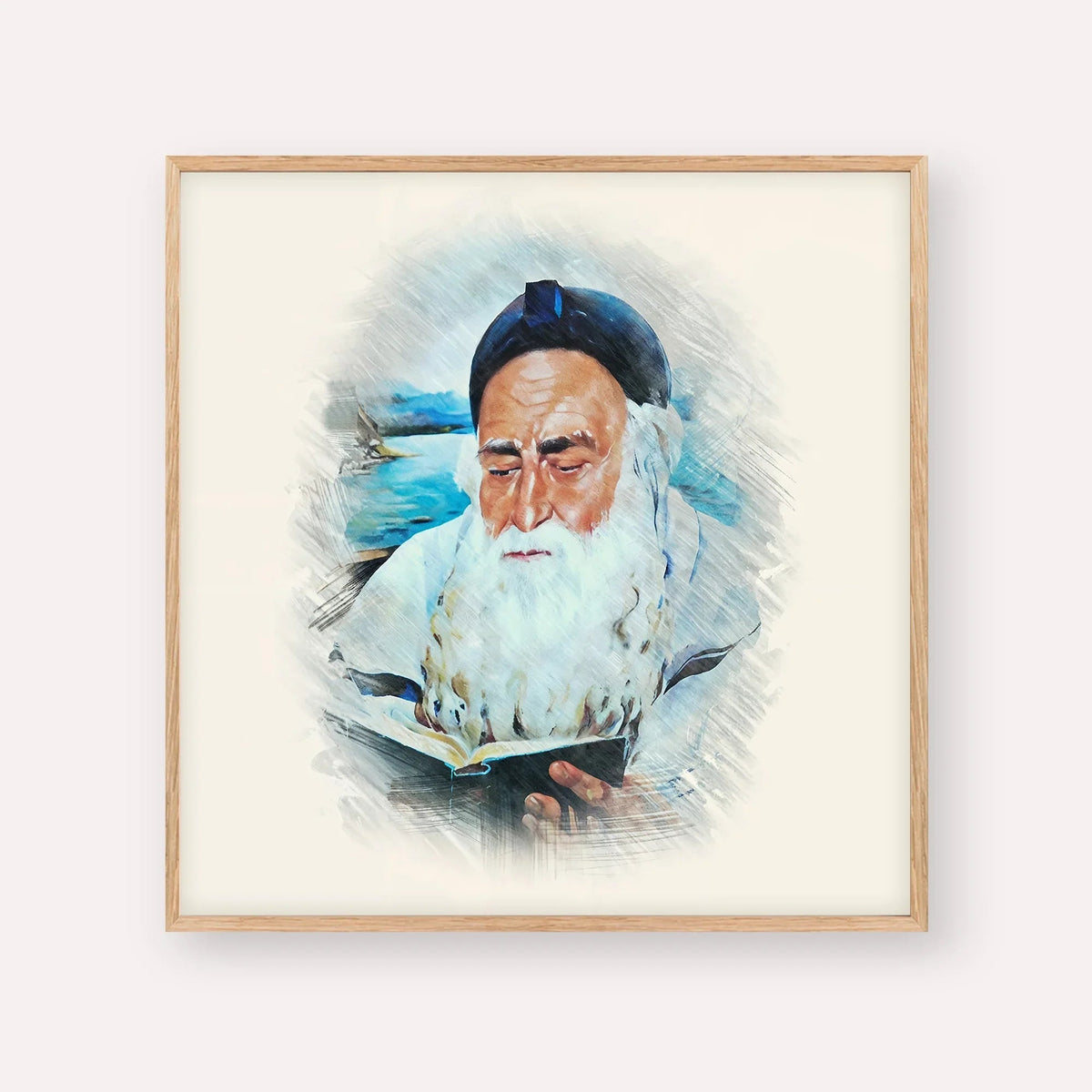 Rabbi Meir Baal Hanes, color portrait with wood frame; square format example