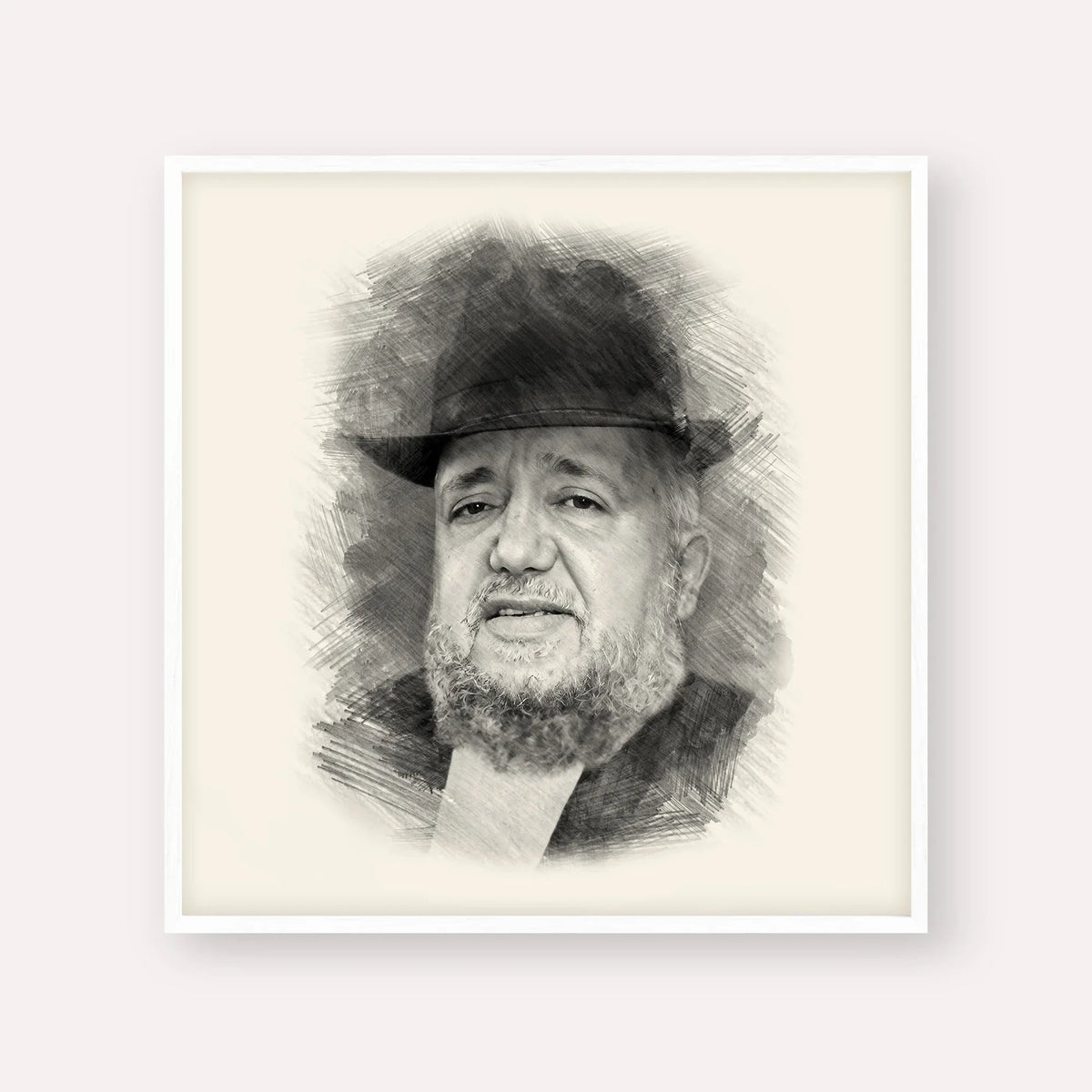 Rabbi Meir Mazuz, black & white portrait with white frame; square format example