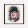 Rabbi Meir Mazuz, color portrait with black frame; square format example