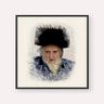 Rabbi Moshe Sternbuch, color portrait with black frame; square format example