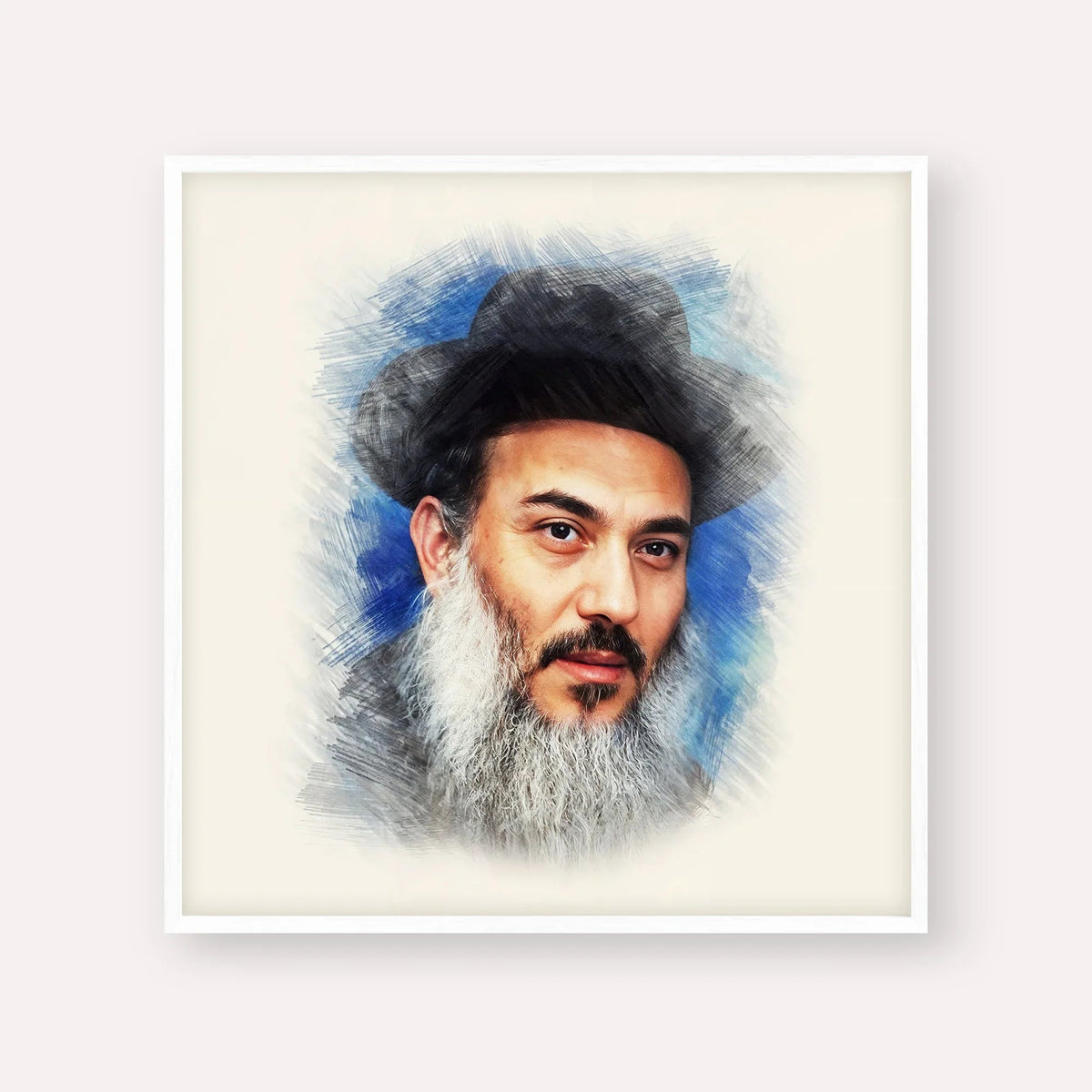 Rabbi Nissim Yagen, color portrait with white frame; square format example