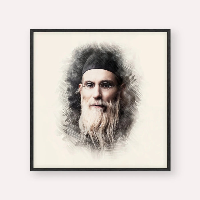 Rabbi Nosson Tzvi Finkel (Alter of Slabodka), color portrait with black frame; square format example