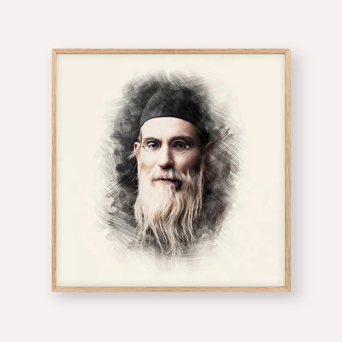 Rabbi Nosson Tzvi Finkel (Alter of Slabodka), color portrait with wood frame; square format example