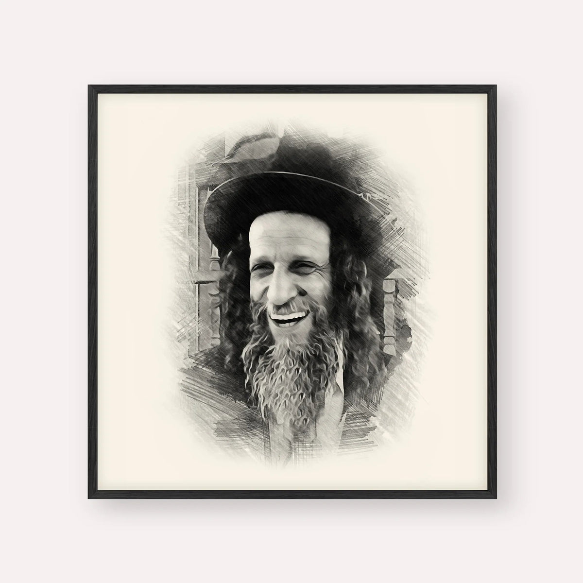 Rabbi Ofer Erez, black & white portrait with black frame; square format example