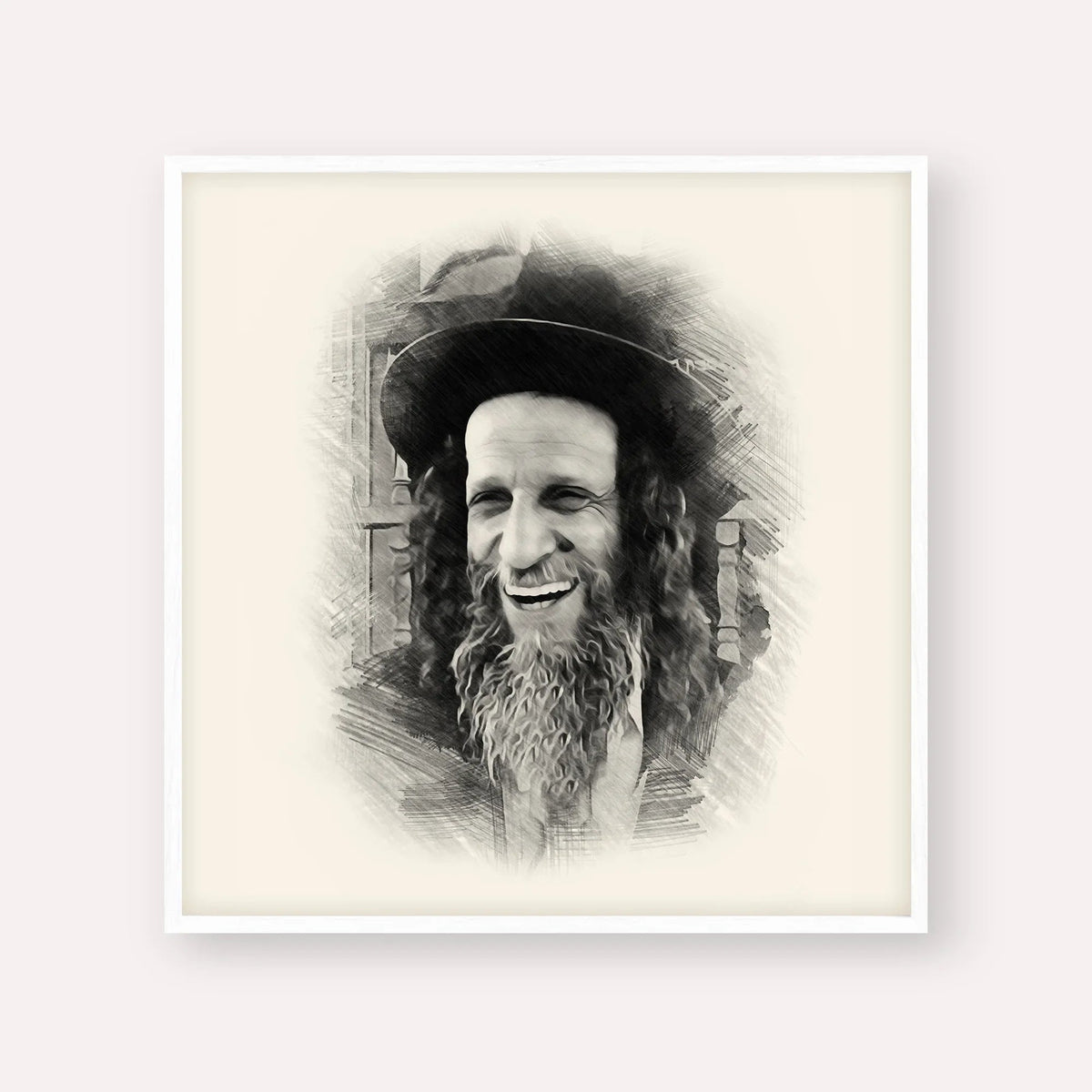 Rabbi Ofer Erez, black & white portrait with white frame; square format example