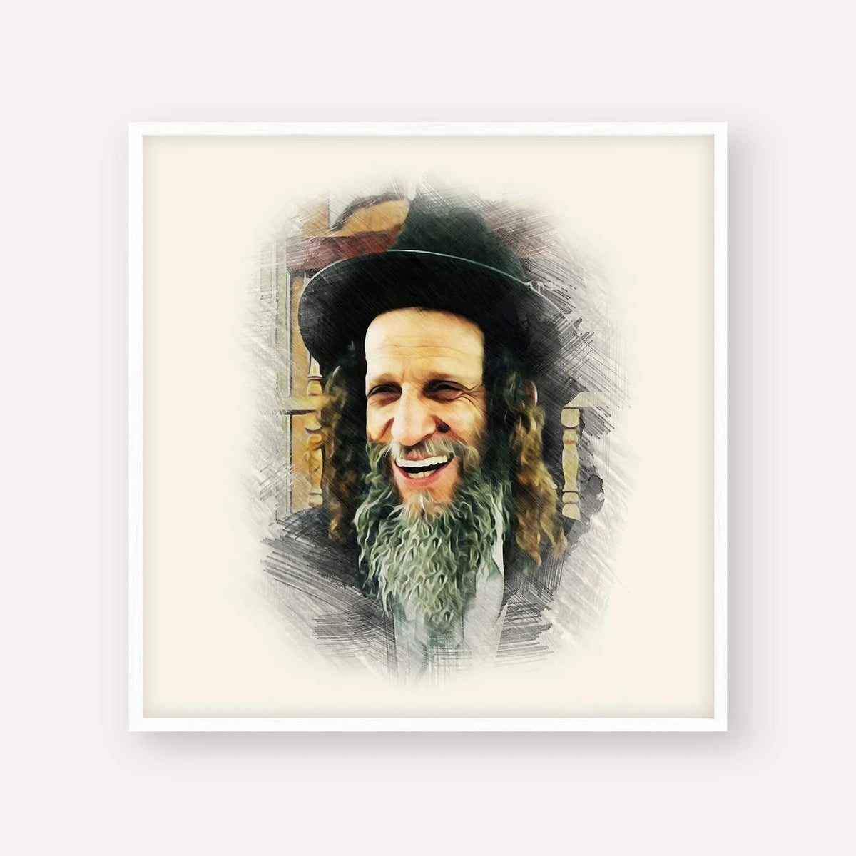 Rabbi Ofer Erez, color portrait with white frame; square format example