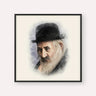 Rabbi Shaya'la of Kerestir, color portrait with black frame; square format example