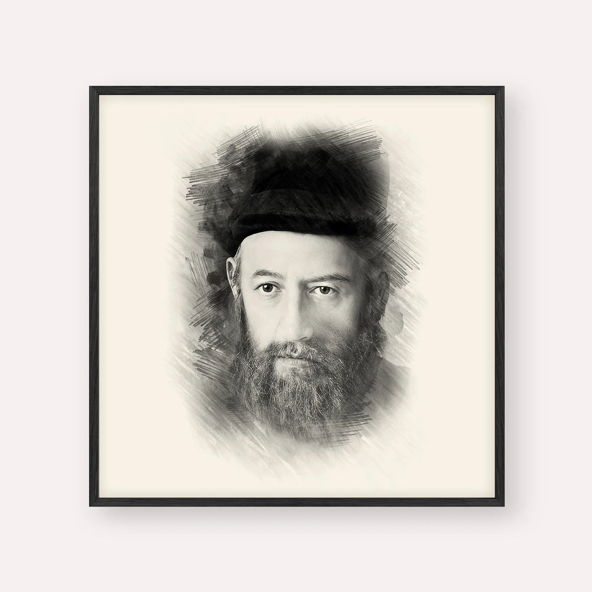 Rabbi Sholom Dovber Schneersohn, black & white portrait with black frame; square format example